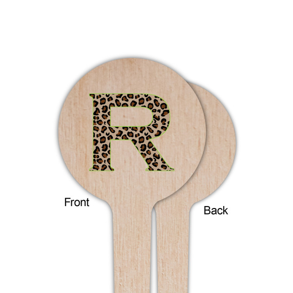 Granite Leopard Wooden 4" Food Pick - Round - Single Sided - Front & Back
