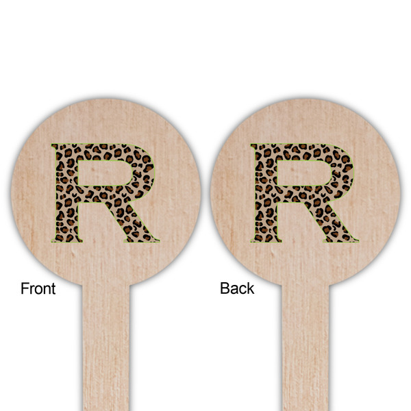 Granite Leopard Wooden 6" Food Pick - Round - Double Sided - Front & Back