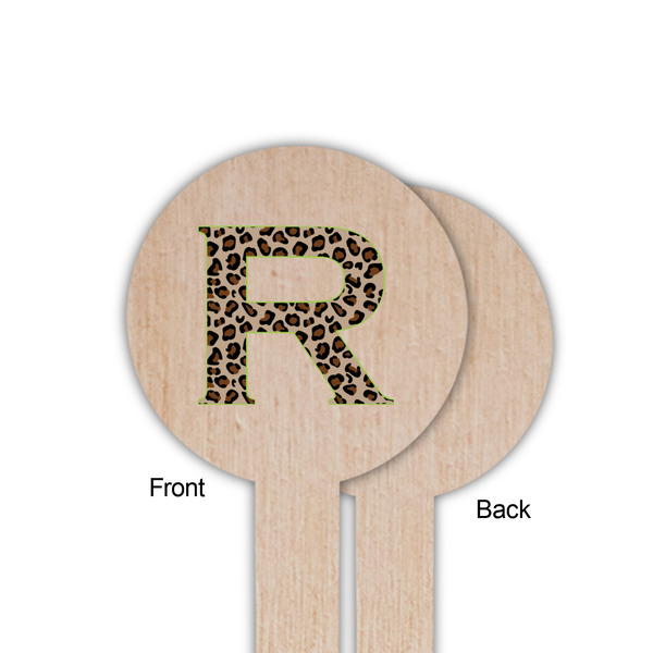 Granite Leopard Wooden 6" Food Pick - Round - Single Sided - Front & Back