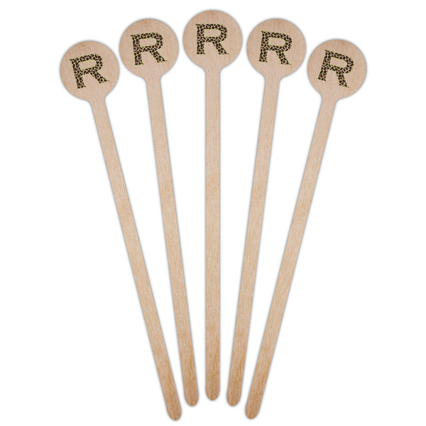 Granite Leopard Wooden 6" Stir Stick - Round - Fan View