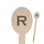 Granite Leopard Oval Wooden Food Picks - Double Sided (Personalized)
