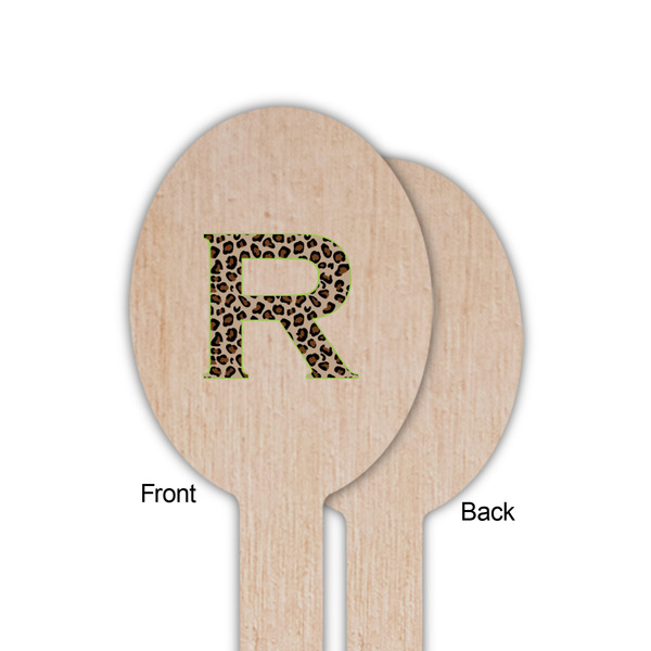 Granite Leopard Wooden Food Pick - Oval - Single Sided - Front & Back