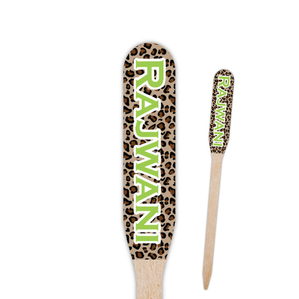 Custom Granite Leopard Paddle Wooden Food Picks - Double Sided (Personalized)