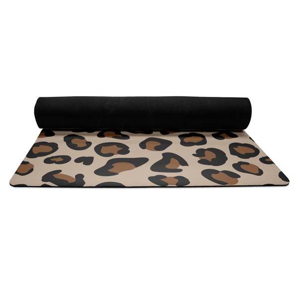 Granite Leopard Yoga Mat Rolled up Black Rubber Backing