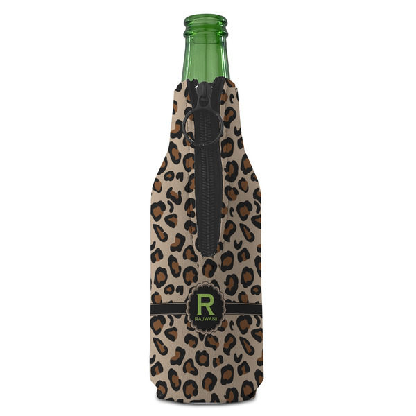 Granite Leopard Zipper Bottle Cooler - BACK (bottle)