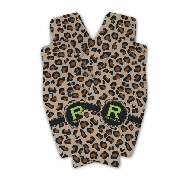 Custom Granite Leopard Zipper Bottle Cooler - Set of 4 (Personalized)