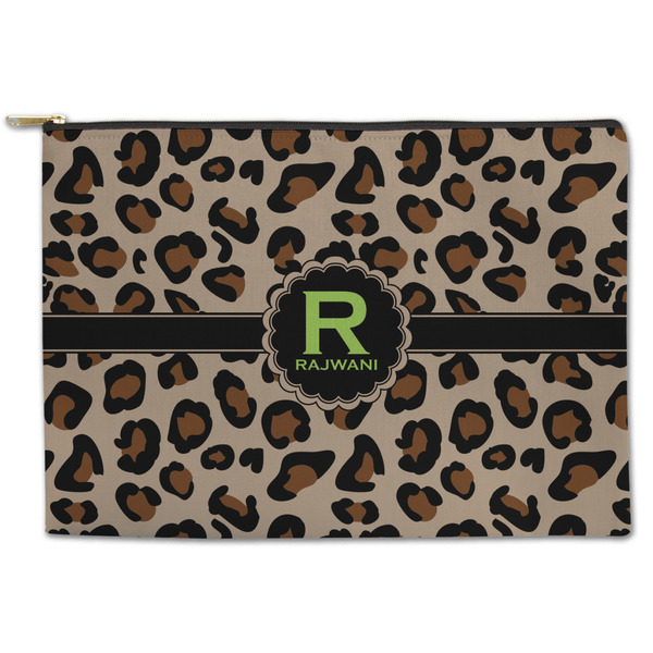 Custom Granite Leopard Zipper Pouch - Large - 12.5"x8.5" (Personalized)