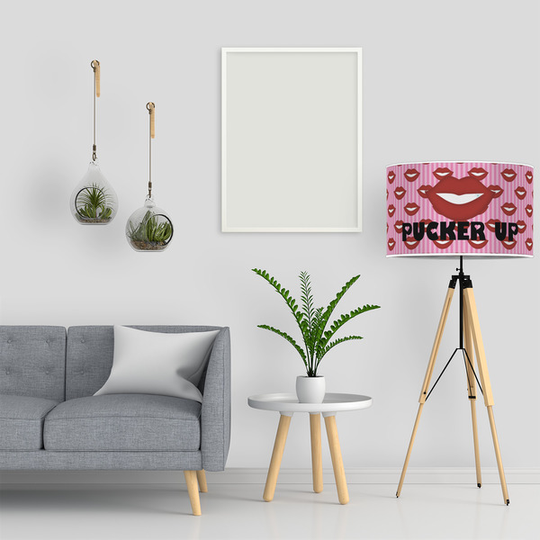 Lips (Pucker Up) 12" Drum Lampshade - LIFESTYLE