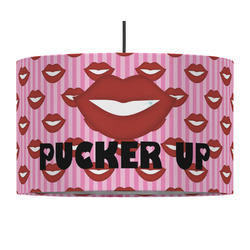 Lips (Pucker Up) 12" Drum Pendant Lamp - Fabric