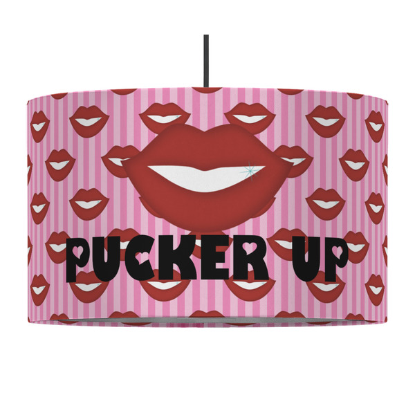 Custom Lips (Pucker Up) 12" Drum Pendant Lamp - Fabric