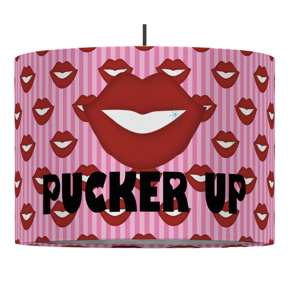 Custom Lips (Pucker Up) 16" Drum Pendant Lamp - Fabric