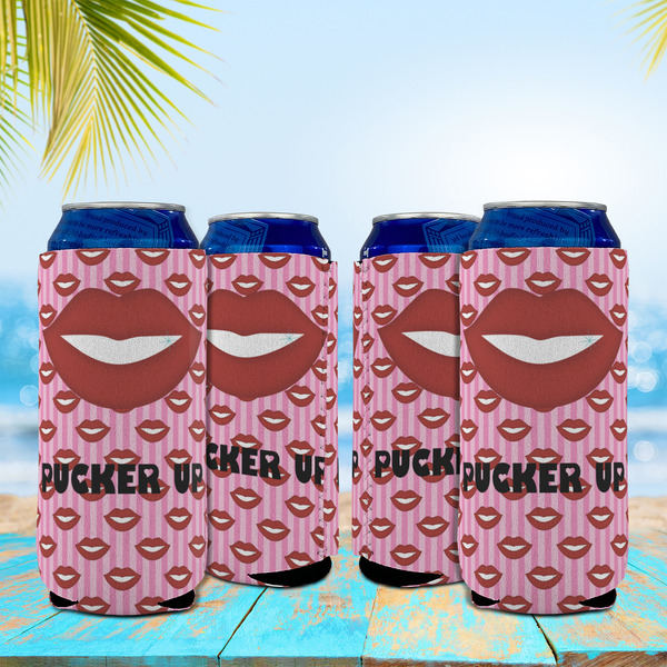 Lips (Pucker Up) 16oz Can Sleeve - Set of 4 - LIFESTYLE