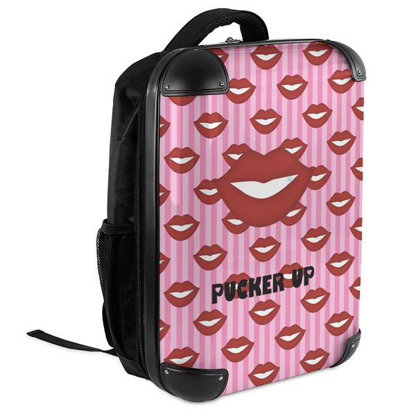 Lips (Pucker Up) 18" Hard Shell Backpacks - ANGLED VIEW