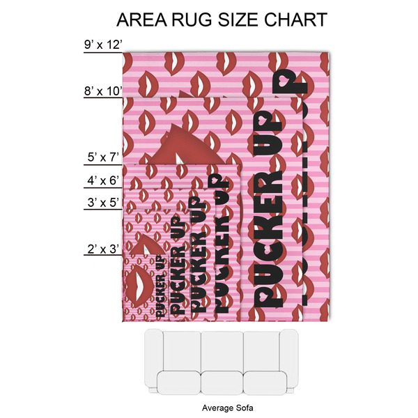 Lips (Pucker Up) 2'x3' Indoor Area Rugs - Size Chart