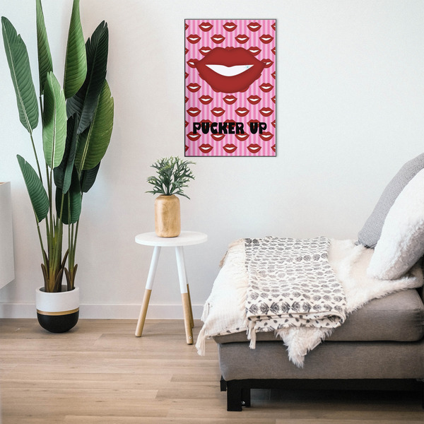 Lips (Pucker Up) 20x30 Wood Print - In Context