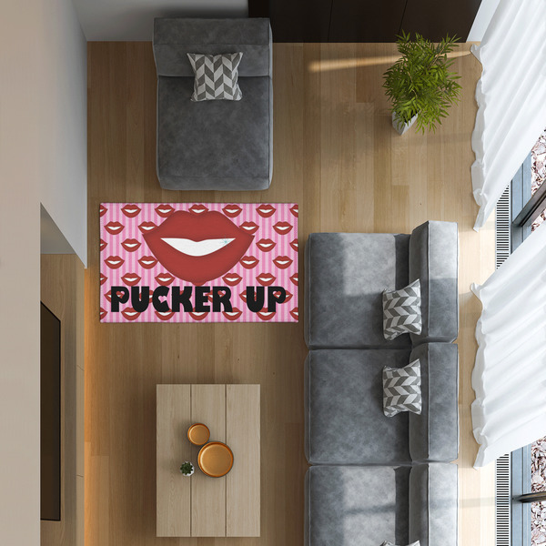 Lips (Pucker Up) 3'x5' Indoor Area Rugs - IN CONTEXT