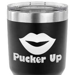 Lips (Pucker Up) 30 oz Stainless Steel Tumbler - Black - Single Sided