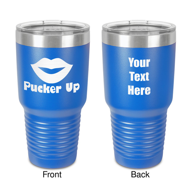 Custom Lips (Pucker Up) 30 oz Stainless Steel Tumbler - Royal Blue - Double-Sided