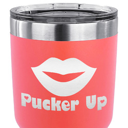 Lips (Pucker Up) 30 oz Stainless Steel Tumbler - Coral - Single Sided