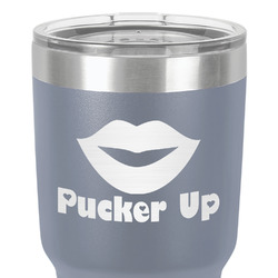 Lips (Pucker Up) 30 oz Stainless Steel Tumbler - Grey - Single-Sided