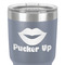 Lips (Pucker Up) 30 oz Stainless Steel Ringneck Tumbler - Grey - Close Up