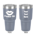 Lips (Pucker Up) 30 oz Stainless Steel Tumbler - Grey - Double-Sided