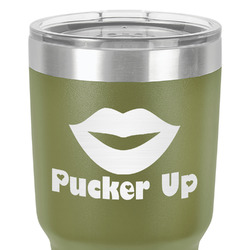 Lips (Pucker Up) 30 oz Stainless Steel Tumbler - Olive - Single-Sided