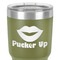 Lips (Pucker Up) 30 oz Stainless Steel Ringneck Tumbler - Olive - Close Up