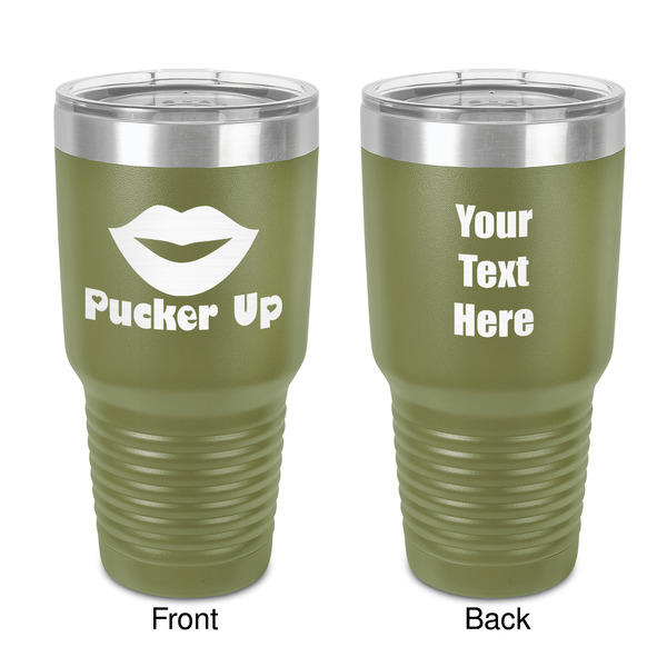 Custom Lips (Pucker Up) 30 oz Stainless Steel Tumbler - Olive - Double-Sided