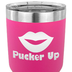 Lips (Pucker Up) 30 oz Stainless Steel Tumbler - Pink - Single Sided