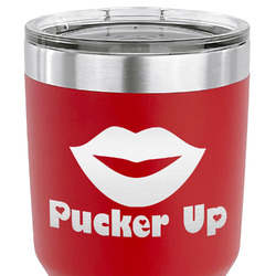 Lips (Pucker Up) 30 oz Stainless Steel Tumbler - Red - Single Sided