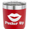 Lips (Pucker Up) 30 oz Stainless Steel Ringneck Tumbler - Red - CLOSE UP