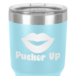 Lips (Pucker Up) 30 oz Stainless Steel Tumbler - Teal - Single-Sided
