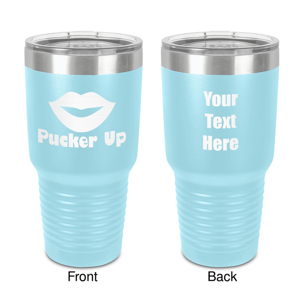 Custom Lips (Pucker Up) 30 oz Stainless Steel Tumbler - Teal - Double-Sided