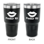 Lips (Pucker Up) 30 oz Stainless Steel Tumbler - Black - Double Sided