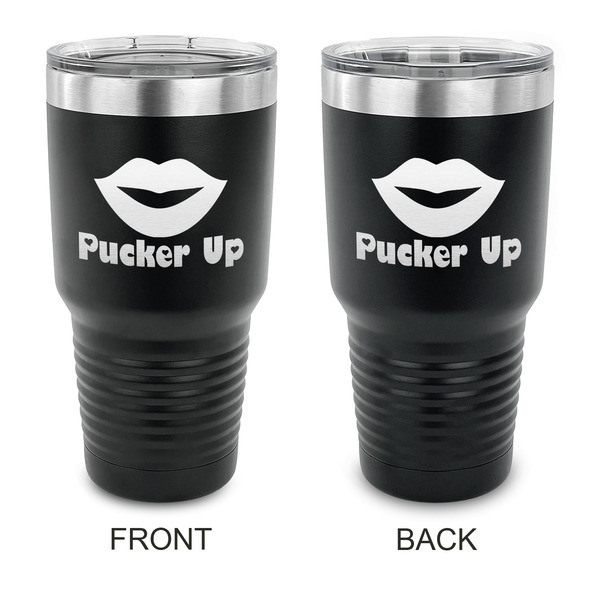 Custom Lips (Pucker Up) 30 oz Stainless Steel Tumbler - Black - Double Sided
