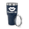 Lips (Pucker Up) 30 oz Stainless Steel Ringneck Tumblers - Navy - LID OFF