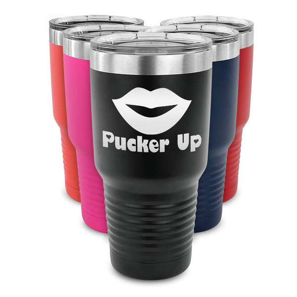 Lips (Pucker Up) 30 oz Stainless Steel Ringneck Tumblers - Parent/Main