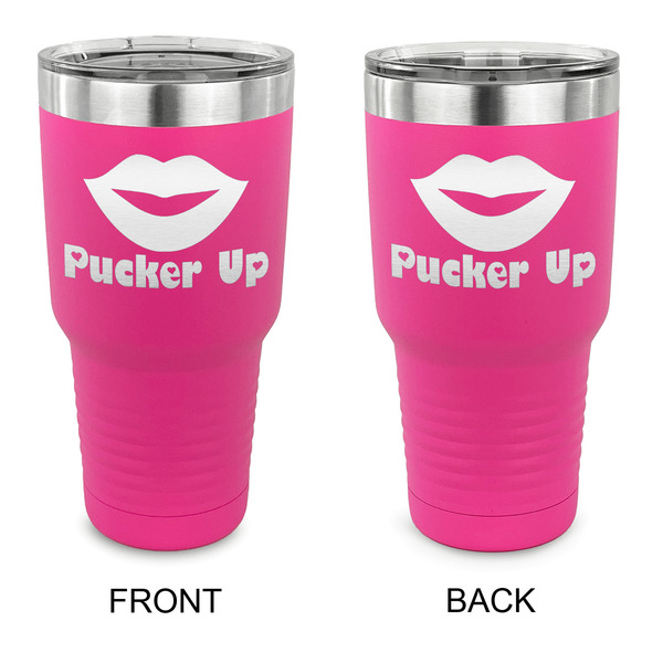Custom Lips (Pucker Up) 30 oz Stainless Steel Tumbler - Pink - Double Sided