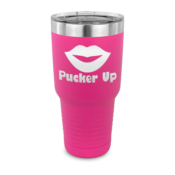Custom Lips (Pucker Up) 30 oz Stainless Steel Tumbler - Pink - Single Sided