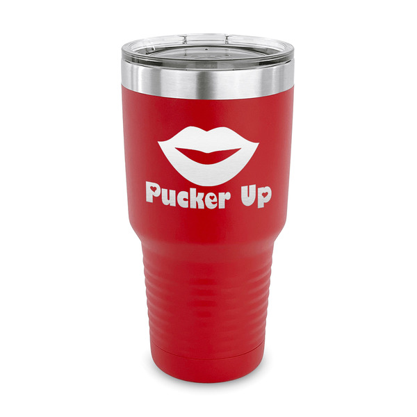 Custom Lips (Pucker Up) 30 oz Stainless Steel Tumbler - Red - Single Sided
