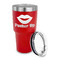 Lips (Pucker Up) 30 oz Stainless Steel Ringneck Tumblers - Red - LID OFF