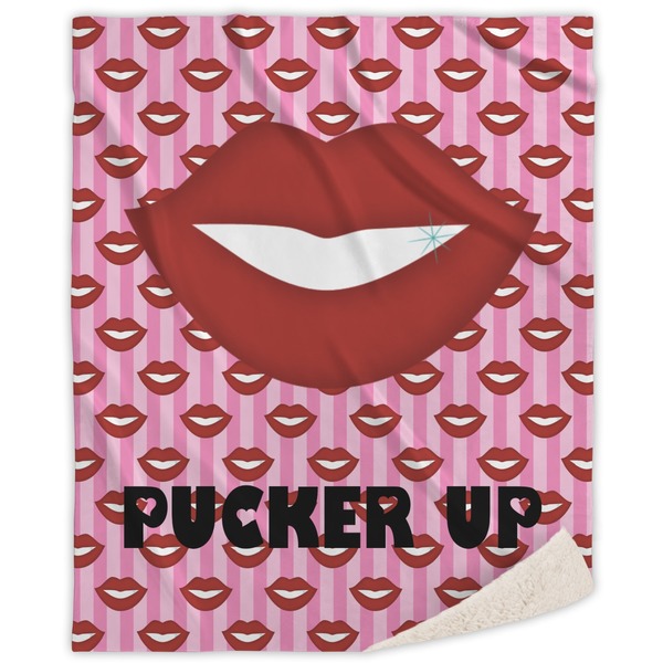 Custom Lips (Pucker Up) Sherpa Throw Blanket