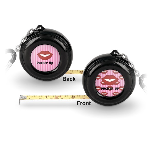 Lips (Pucker Up) 6-Ft Pocket Tape Measure with Carabiner Hook - Front and Back