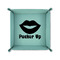Lips (Pucker Up) 6" x 6" Teal Leatherette Snap Up Tray - FOLDED UP