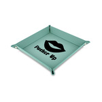 Lips (Pucker Up) Faux Leather Dice Tray - 6" x 6" - Teal