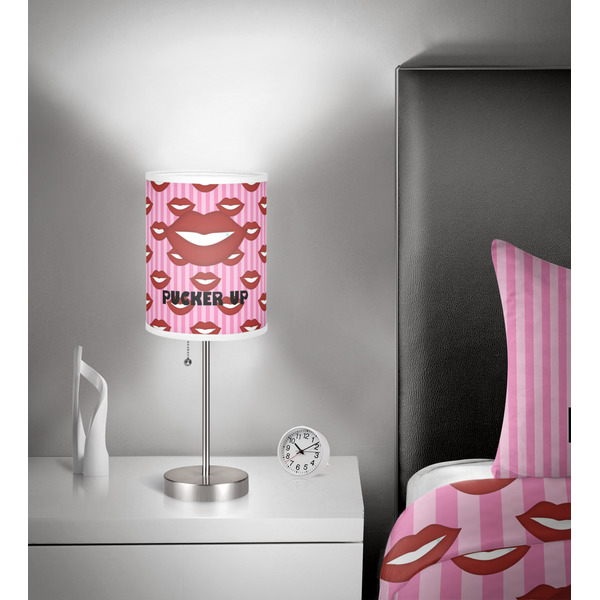Lips (Pucker Up) 7 inch drum lamp shade - in room