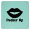 Lips (Pucker Up) 9" x 9" Teal Leatherette Snap Up Tray - APPROVAL
