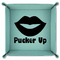 Lips (Pucker Up) 9" x 9" Teal Leatherette Snap Up Tray - FOLDED