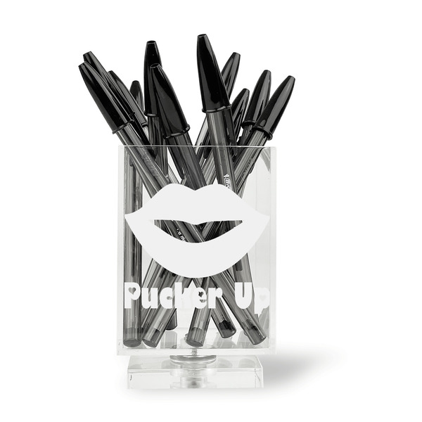 Lips (Pucker Up) Acrylic Pencil Holder - FRONT